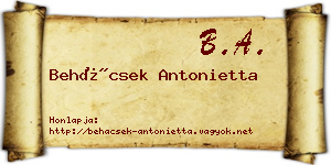 Behácsek Antonietta névjegykártya